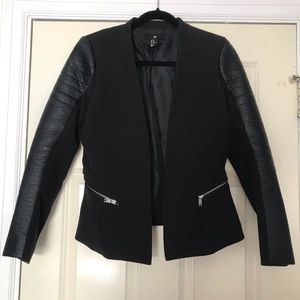 H&M Black Blazer with Faux Leather